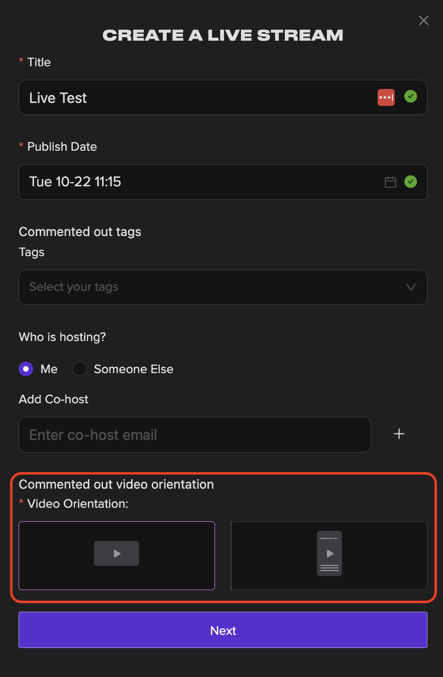 Does the stream creation process change for going live in Portrait? – B ...